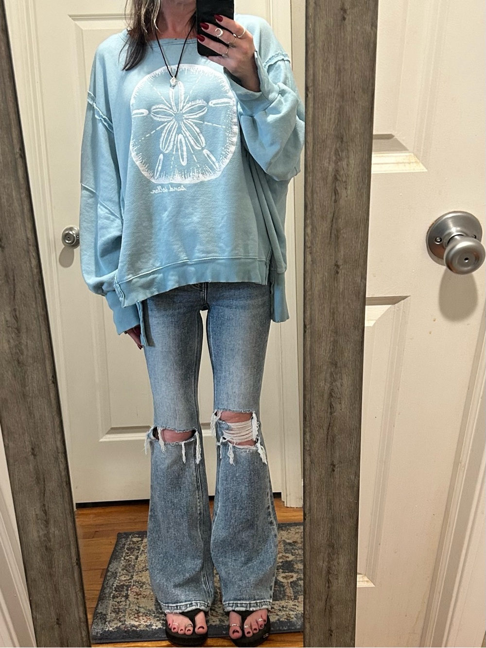 Like New RARE We The Free Graphic Camden Pullover in Sand Dollar Print - Picture 5 of 15